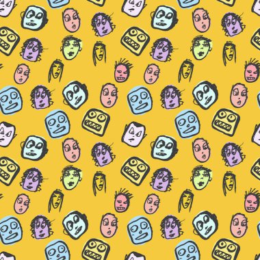 Karalamalar yüzler desen