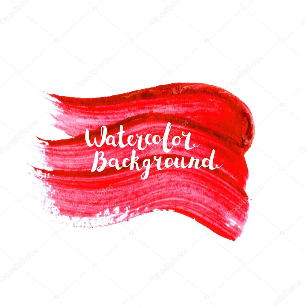Watercolor brush paint stroke. Hand painted art with lettering vector isolated on white background. Abstract colorful blot. Design element for web banners, cards