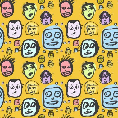 Karalamalar yüzler desen