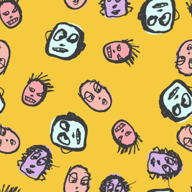 Karalamalar yüzler desen