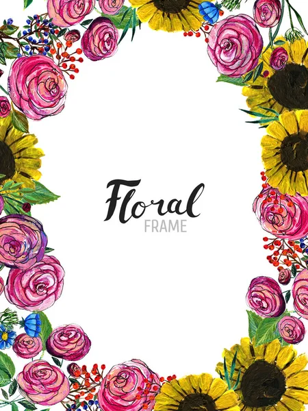Flor dibujada a mano Frontera —  Fotos de Stock