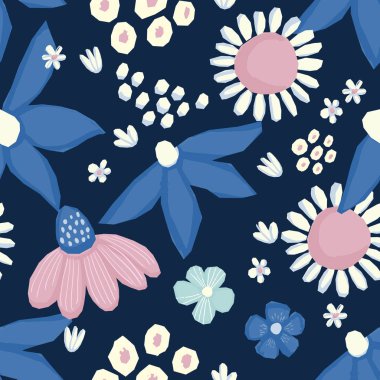 Dikişsiz desen vektör çiçek tasarımı. Kumaş ve duvar kağıtları için romantik arka plan baskısı.