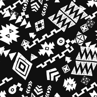 Dikişsiz etnik desen. Tribal vektör soyut tek renkli arka plan