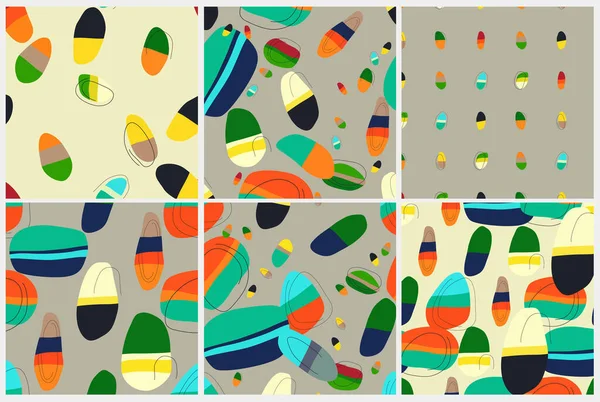 Serie di modelli senza soluzione di continuità vettoriale. Sfondi con forme colorate astratte . — Vettoriale Stock