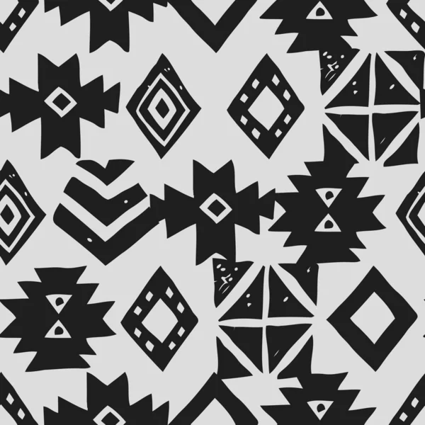 Patrón étnico sin costuras. vector tribal abstracto fondo monocromo — Archivo Imágenes Vectoriales