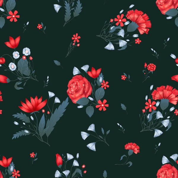 Patrón sin costuras Diseño floral vectorial con rosas. Impresión romántica de fondo — Archivo Imágenes Vectoriales