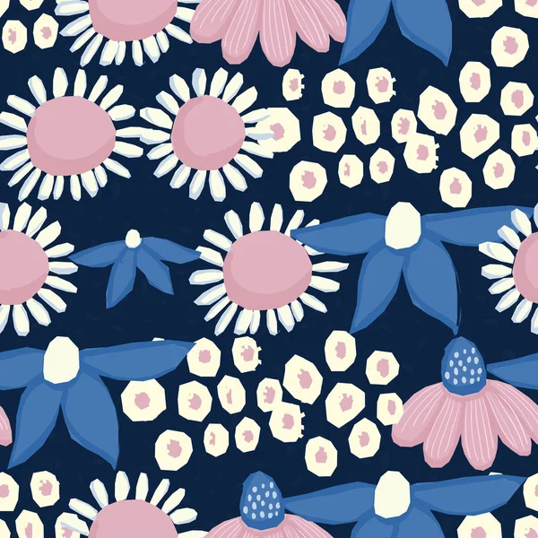 Padrão sem costura Vector design floral. Impressão de fundo romântico para tecidos e papéis de parede . —  Vetores de Stock