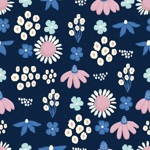 Padrão sem costura Vector design floral. Impressão de fundo romântico para tecidos e papéis de parede . —  Vetores de Stock