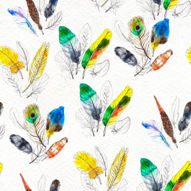 Suluboya tüyleri pürüzsüz desen. Elle boyanmış doku