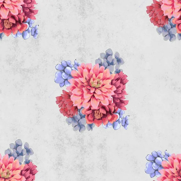 Watercolor floral seamless pattern. Hand painted flowers, greeting card template or wrapping paper — Stock Photo, Image