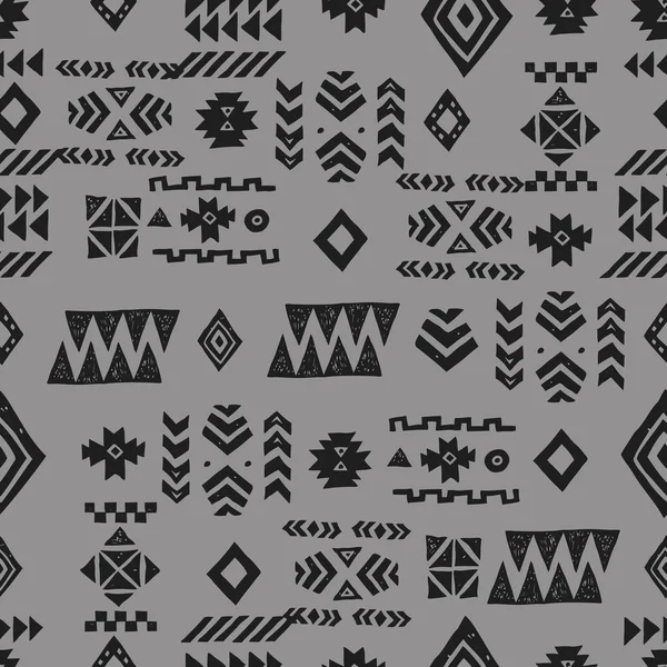 Bezszwowy wzór etniczny. Tribal wektor streszczenie monochromatyczne tło — Wektor stockowy