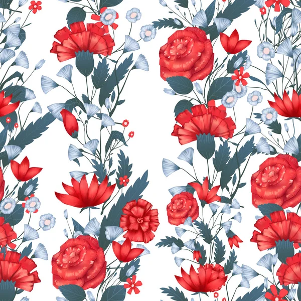 Seamless pattern Vector floral design with roses . Romantic background print — Stock Vector