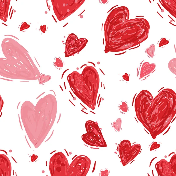 Modèle sans couture avec des cœurs. Valentines Fond — Image vectorielle