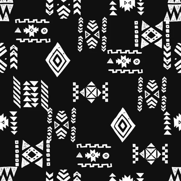 Seamless Ethnic pattern. Tribal vector abstract monochrome background — Stock Vector