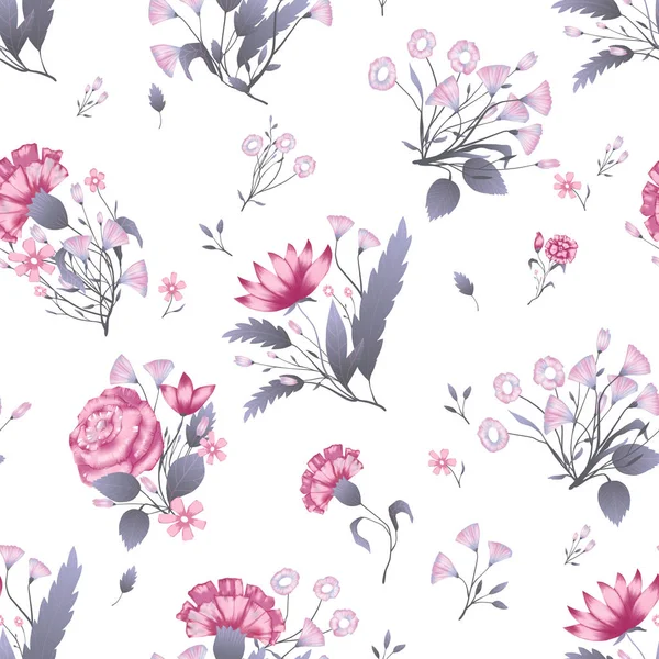 Nahtloser Muster-Vektor-Blumenmuster mit Rosen. Romantischer Hintergrunddruck — Stockvektor