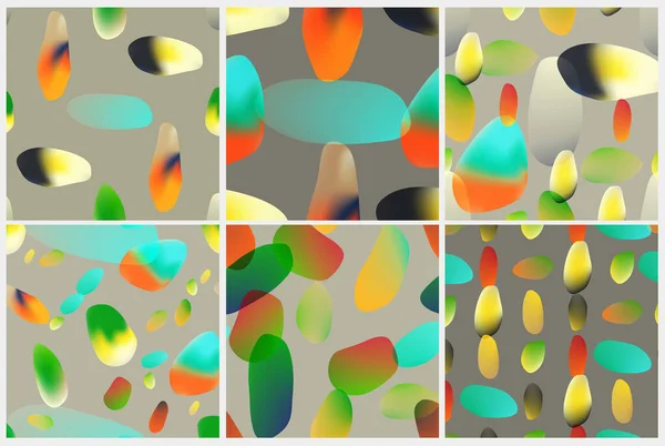 Ensemble de motifs vectoriels sans couture. Arrière-plans avec des formes colorées abstraites . — Image vectorielle
