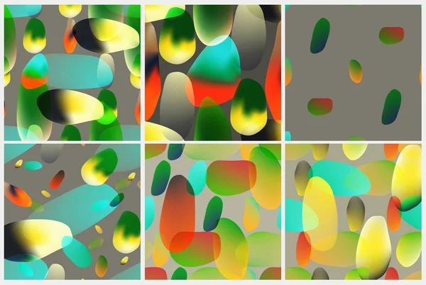 Conjunto de patrón sin costura vectorial. Fondos con formas coloridas abstractas . — Vector de stock