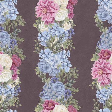 Çiçeksiz suluboya desen. El boyaması çiçekler, tebrik kartı şablonu veya ambalaj kağıdı