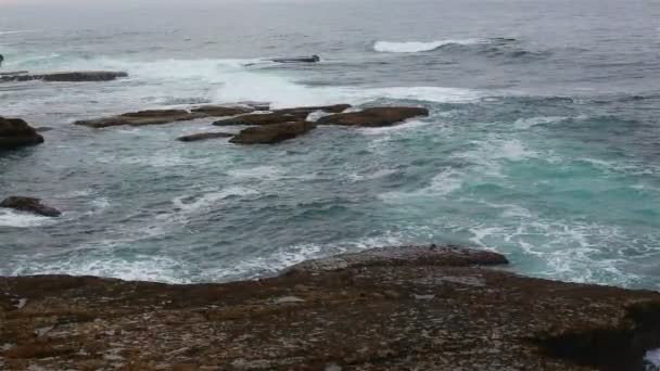 Kőpart és Atlanti-óceán Peniche-ben. Portugália — Stock videók