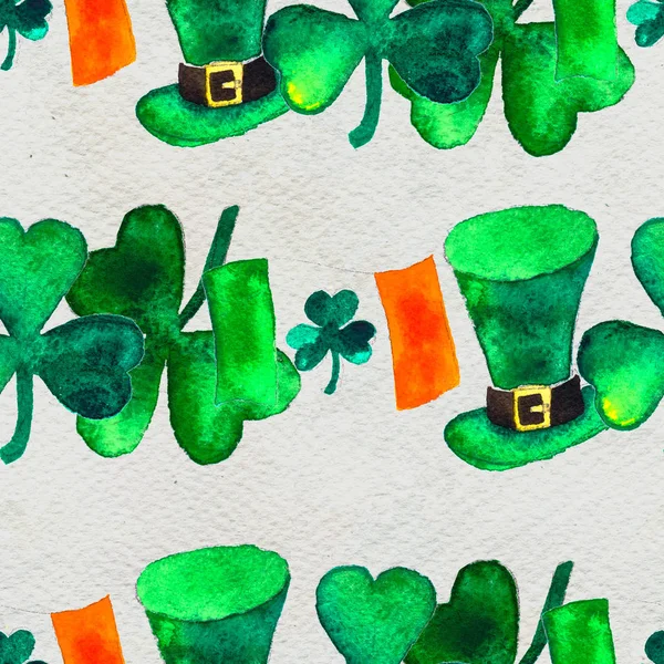 Seamless hand drawn background with St. Patricks Day symbols