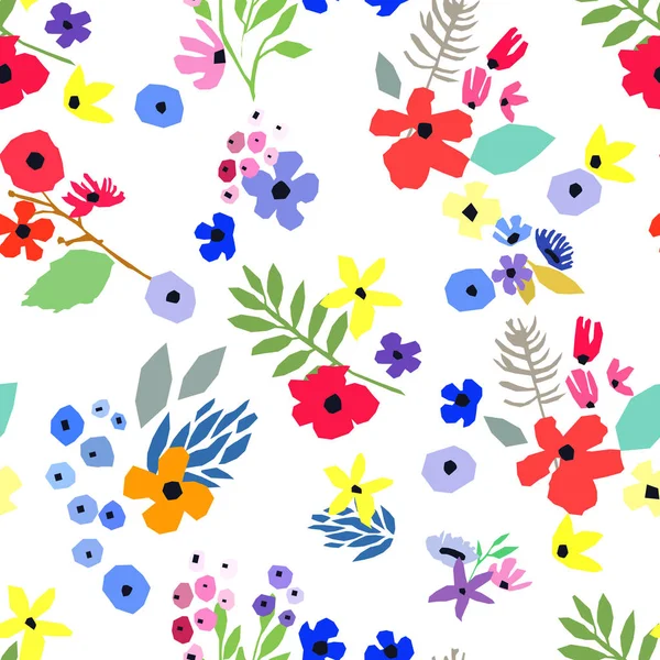 Patrón sin costuras. Diseño floral vectorial con flores silvestres. Fondo romántico — Archivo Imágenes Vectoriales