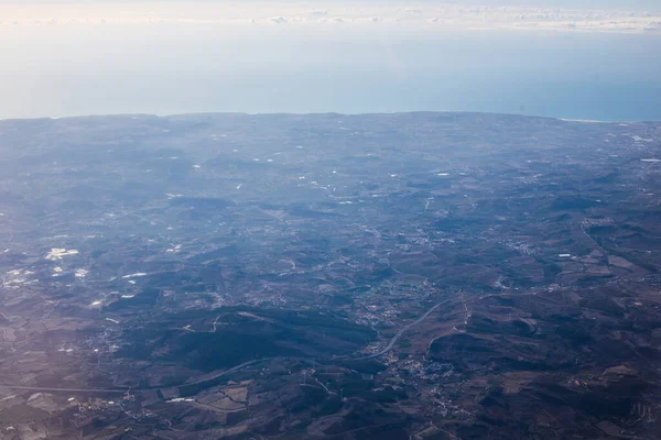 Aerial View of Portugal. View from the porthole — Stock Photo, Image