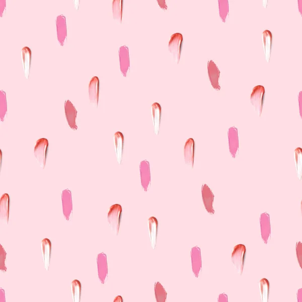 Make up seamless pattern. Beauty background with lipstick smear strokes