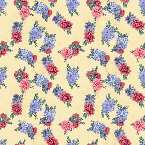 Aquarelle motif floral sans couture. Fleurs peintes à la main, modèle de carte de vœux ou papier d'emballage — Photo