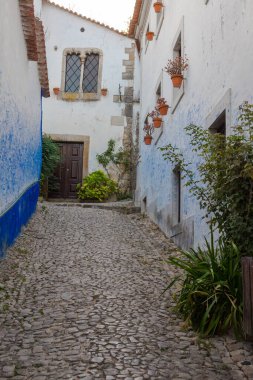 Portekiz 'in eski Obidos kasabasının büyüleyici sokakları
