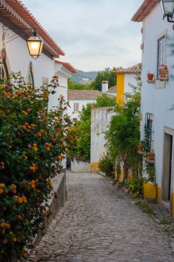 Portekiz 'in eski Obidos kasabasının büyüleyici sokakları