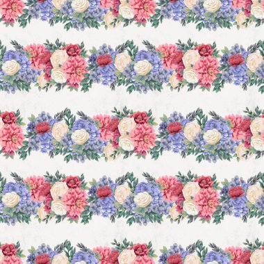 Çiçeksiz suluboya desen. El boyaması çiçekler, tebrik kartı şablonu veya ambalaj kağıdı