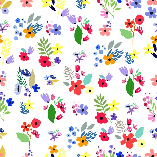 Patrón sin costuras. Diseño floral vectorial con flores silvestres. Fondo romántico — Archivo Imágenes Vectoriales