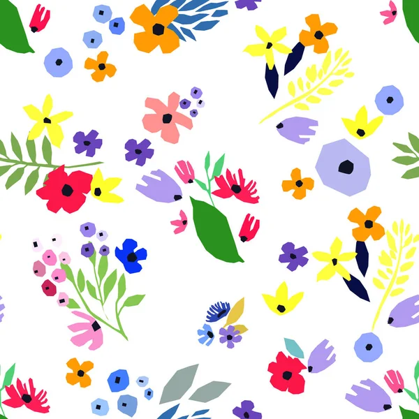 Modèle sans couture. Design floral vectoriel avec fleurs sauvages. Fond romantique — Image vectorielle