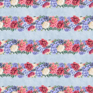 Çiçeksiz suluboya desen. El boyaması çiçekler, tebrik kartı şablonu veya ambalaj kağıdı