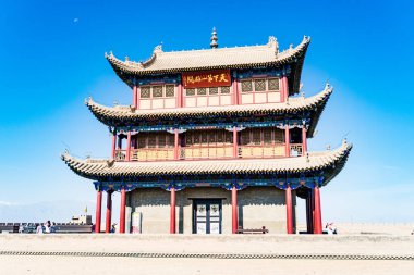 Gansu eyaleti Çin/Antik Çin Seddi Batı noktası kapıda Jiayuguan 