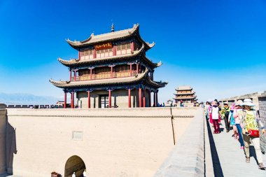 Gansu eyaleti Çin/Antik Çin Seddi Batı noktası kapıda Jiayuguan 