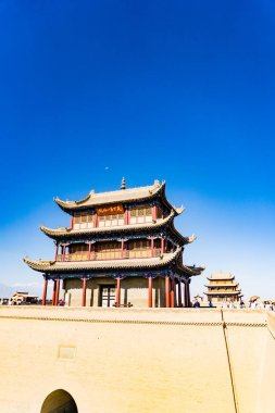 Gansu eyaleti Çin/Antik Çin Seddi Batı noktası kapıda Jiayuguan 
