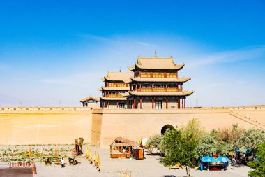 Gansu eyaleti Çin/Antik Çin Seddi Batı noktası kapıda Jiayuguan 