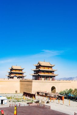 Gansu eyaleti Çin/Antik Çin Seddi Batı noktası kapıda Jiayuguan 