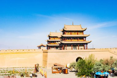 Gansu eyaleti Çin/Antik Çin Seddi Batı noktası kapıda Jiayuguan 