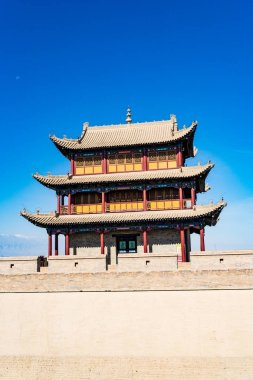 Gansu eyaleti Çin/Antik Çin Seddi Batı noktası kapıda Jiayuguan 