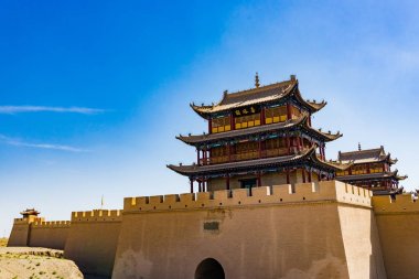 Gansu eyaleti Çin/Antik Çin Seddi Batı noktası kapıda Jiayuguan 