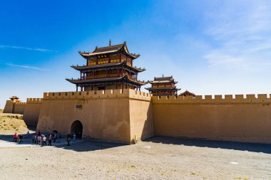 Gansu eyaleti Çin/Antik Çin Seddi Batı noktası kapıda Jiayuguan 