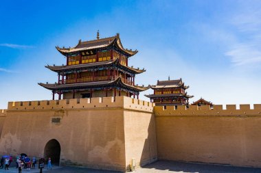 Gansu eyaleti Çin/Antik Çin Seddi Batı noktası kapıda Jiayuguan 
