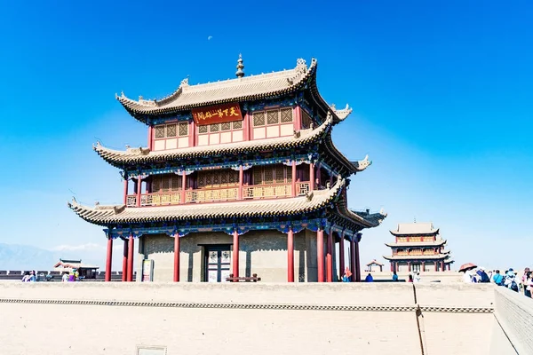 Jiayuguan Província Gansu China Portão Antigo Ponto Oeste Grande Muralha — Fotografia de Stock