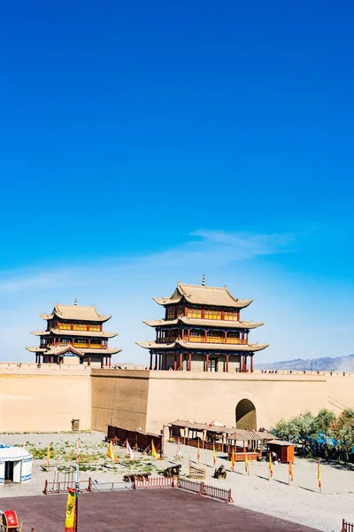 Gansu eyaleti Çin/Antik Çin Seddi Batı noktası kapıda Jiayuguan 