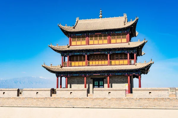 Gansu Eyaleti Çin Antik Çin Seddi Batı Noktası Kapıda Jiayuguan — Stok fotoğraf