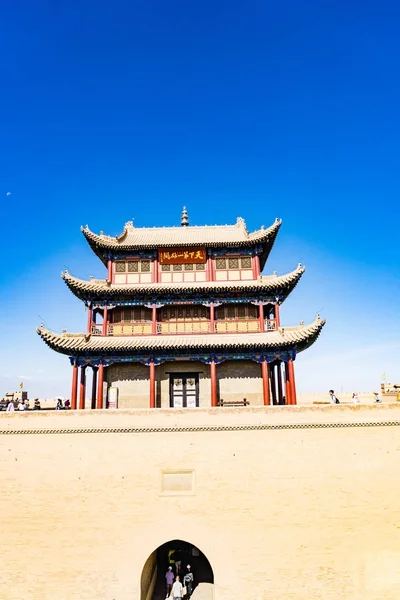 Jiayuguan Gansu Province China Ancient Gate West Point Great Wall Лицензионные Стоковые Изображения