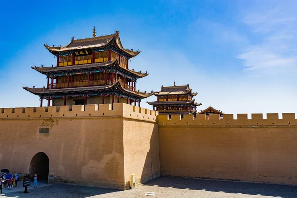 Jiayuguan Gansu Province China Ancient Gate West Point Great Wall Стоковая Картинка