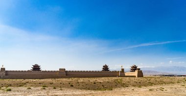 Gansu eyaleti Çin/Antik Çin Seddi Batı noktası kapıda Jiayuguan 